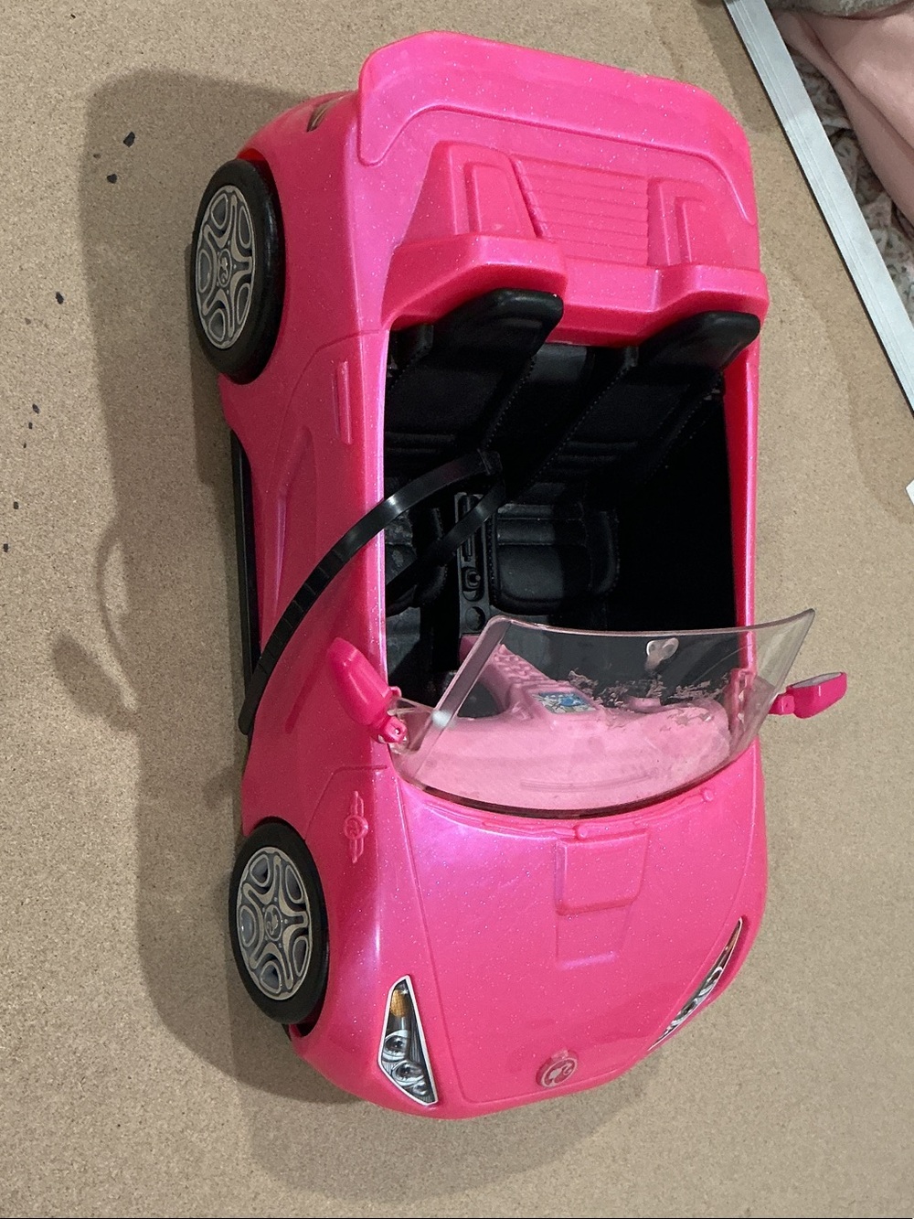Mattel Hot Pink Sparkle Convertible Toy Car